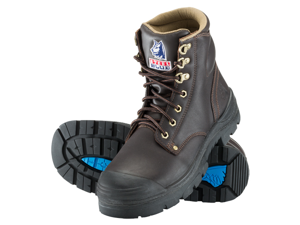 Steel Blue Argyle Lace Up Safety Boot with Zip and Scuff Cap - Sand